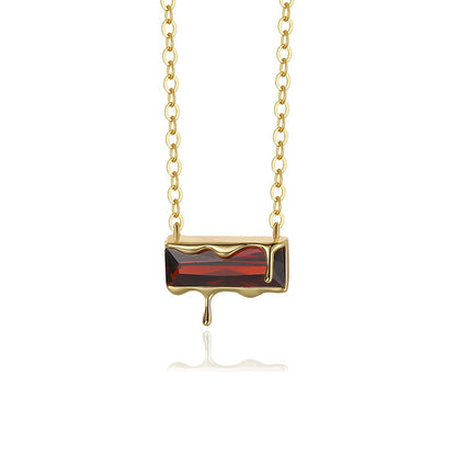 Women's 925 Sterling Silver Lava Square Necklace