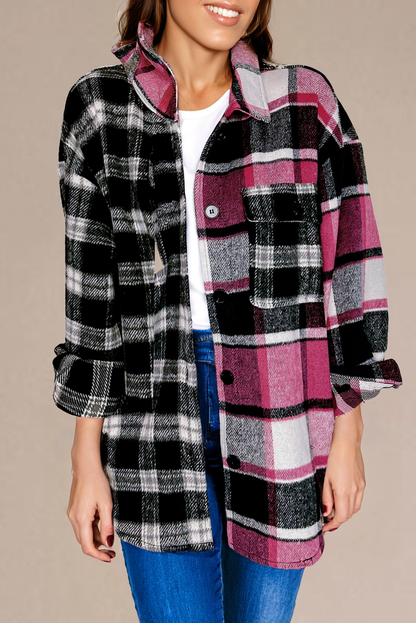 Black Plaid Colorblock Loose Shacket