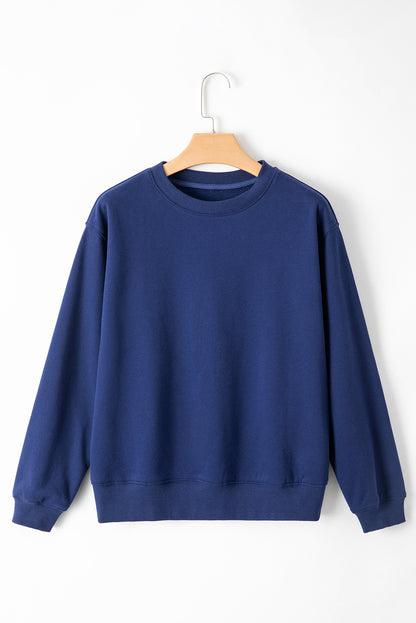 Russet Orange Solid Fleece Lined Drop Shoulder Terry Sweatshirt