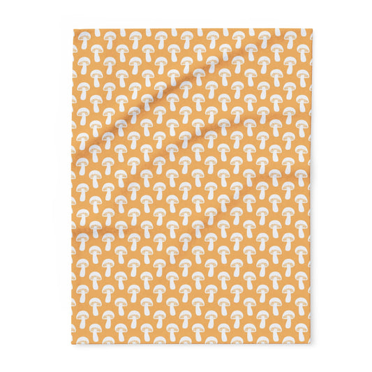 Orange Mushroom Arctic Fleece Cottage Core Blanket
