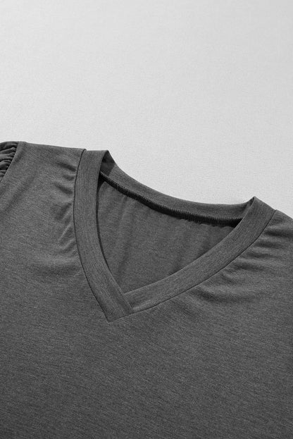 Petal Sleeve V Neck T Shirt