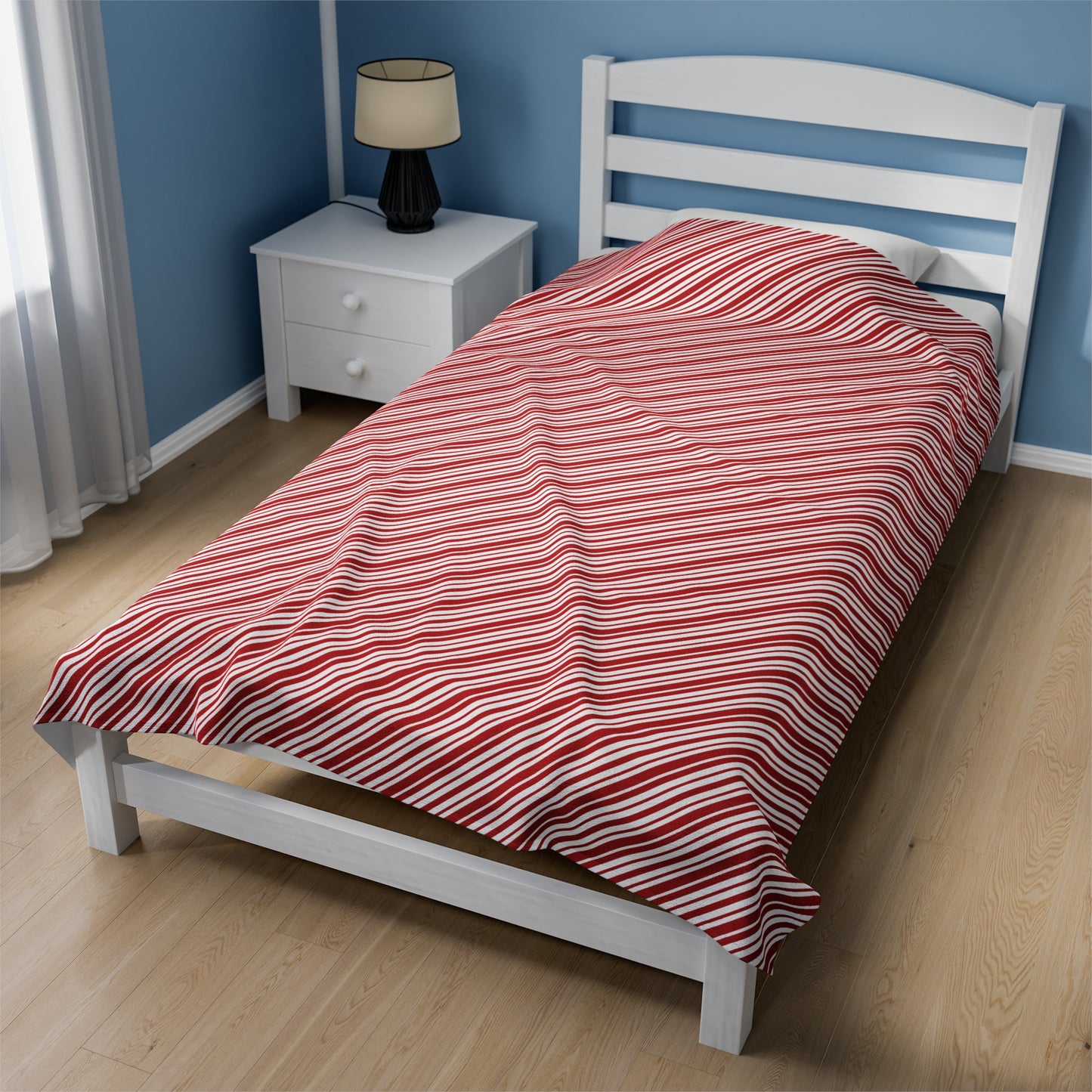 Candy Cane Velveteen Plush Blanket