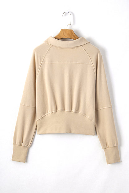 Valerian Quarter Zip Stand Neck Kangaroo Pocket Sweatshirt