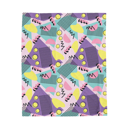 Vintage 80s Pattern Velveteen Plush Blanket