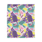 Vintage 80s Pattern Velveteen Plush Blanket
