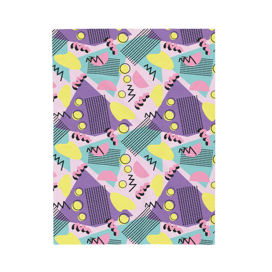 Vintage 80s Pattern Velveteen Plush Blanket