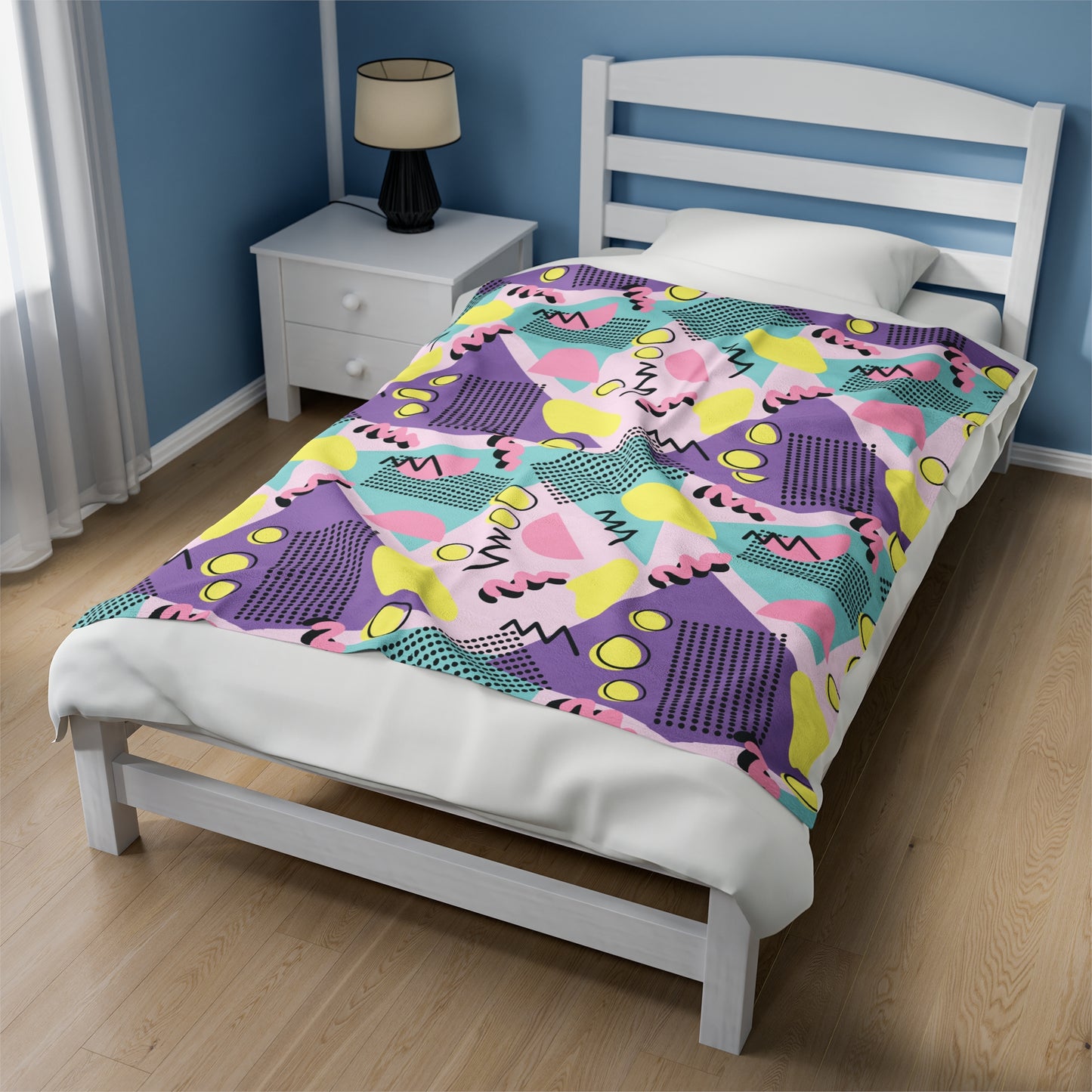 Vintage 80s Pattern Velveteen Plush Blanket