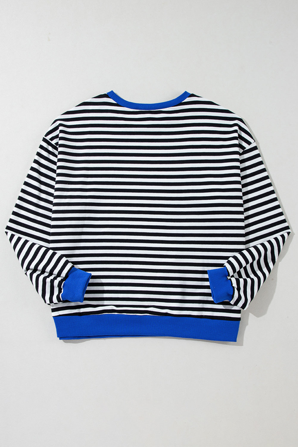 Green Stripe Oversized Contrast Trim Pullover Sweatshirt