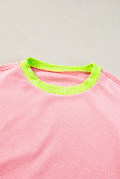 Blue Colorblock Bubble Sleeve Sweatshirt