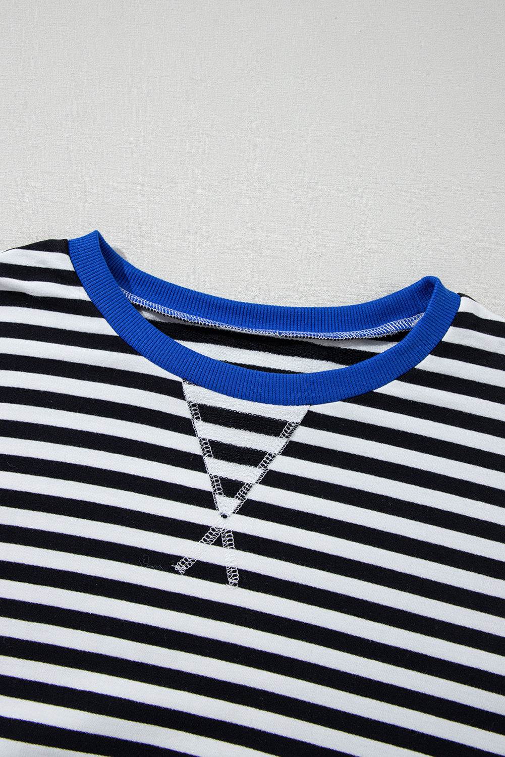 Green Stripe Oversized Contrast Trim Pullover Sweatshirt