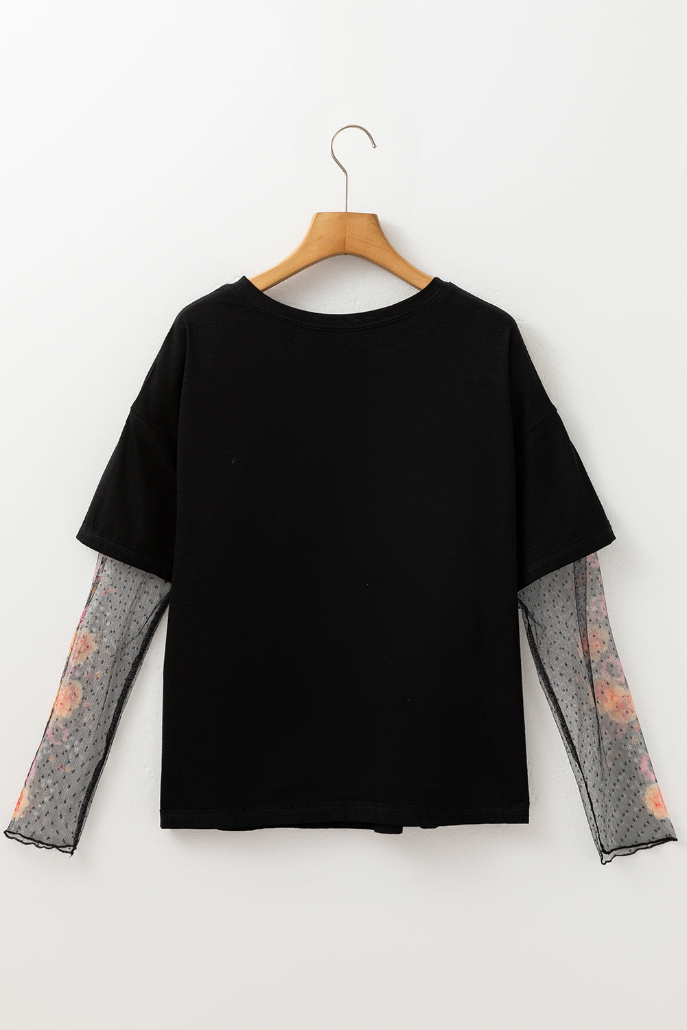 Fern Green Faux Two Piece Floral Long Sleeve Patchwork Tee