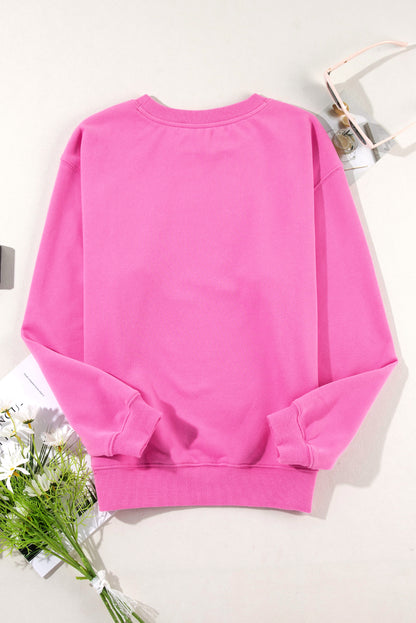 Russet Orange Solid Fleece Lined Drop Shoulder Terry Sweatshirt