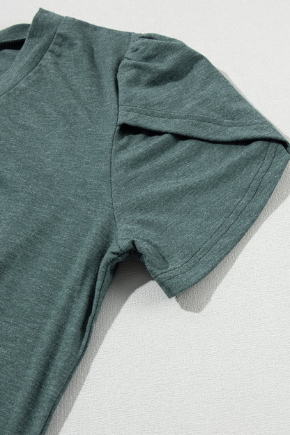 Petal Sleeve V Neck T Shirt