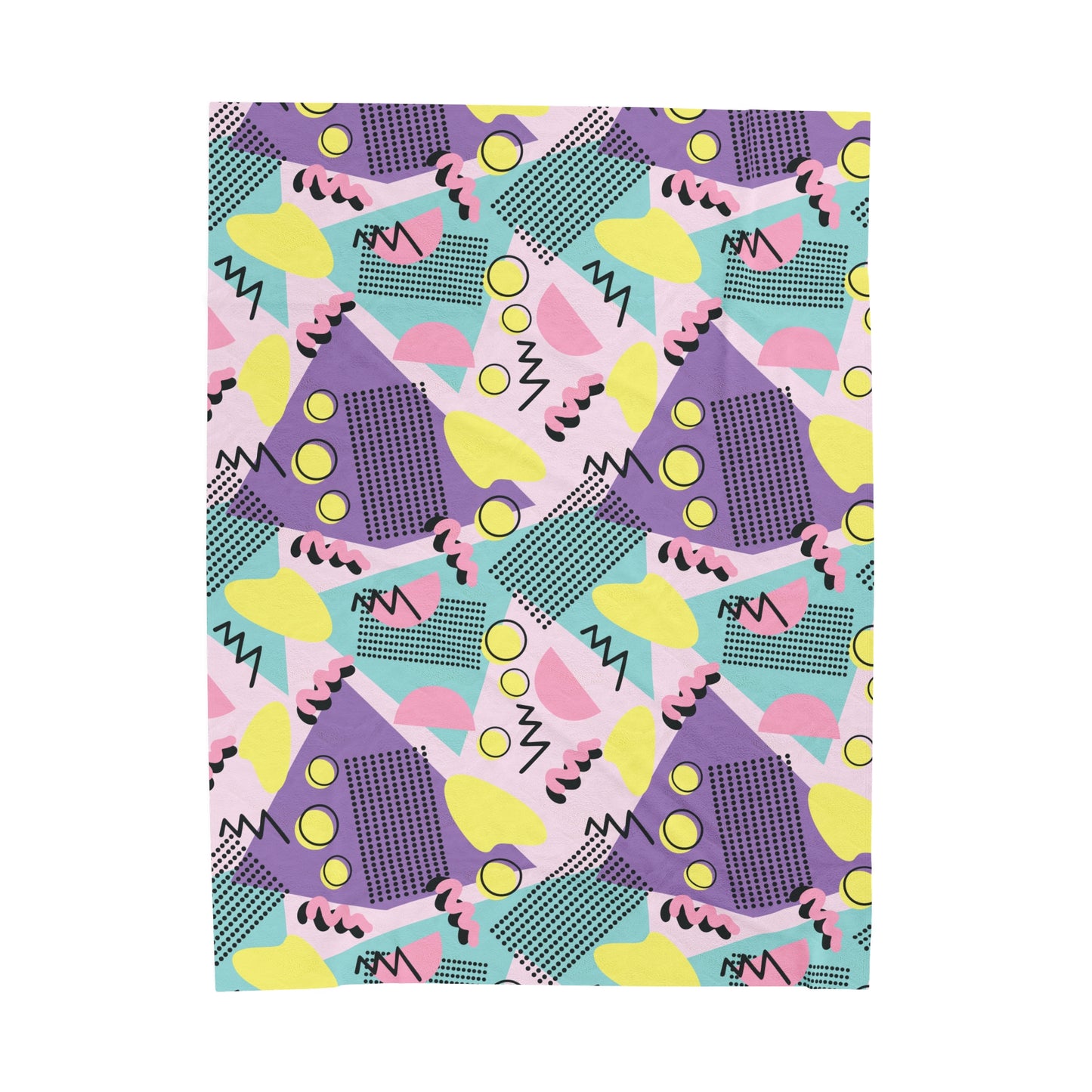 Vintage 80s Pattern Velveteen Plush Blanket