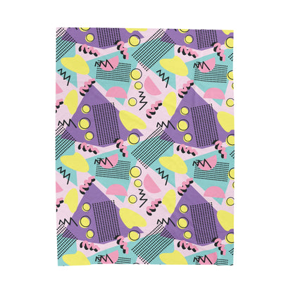 Vintage 80s Pattern Velveteen Plush Blanket