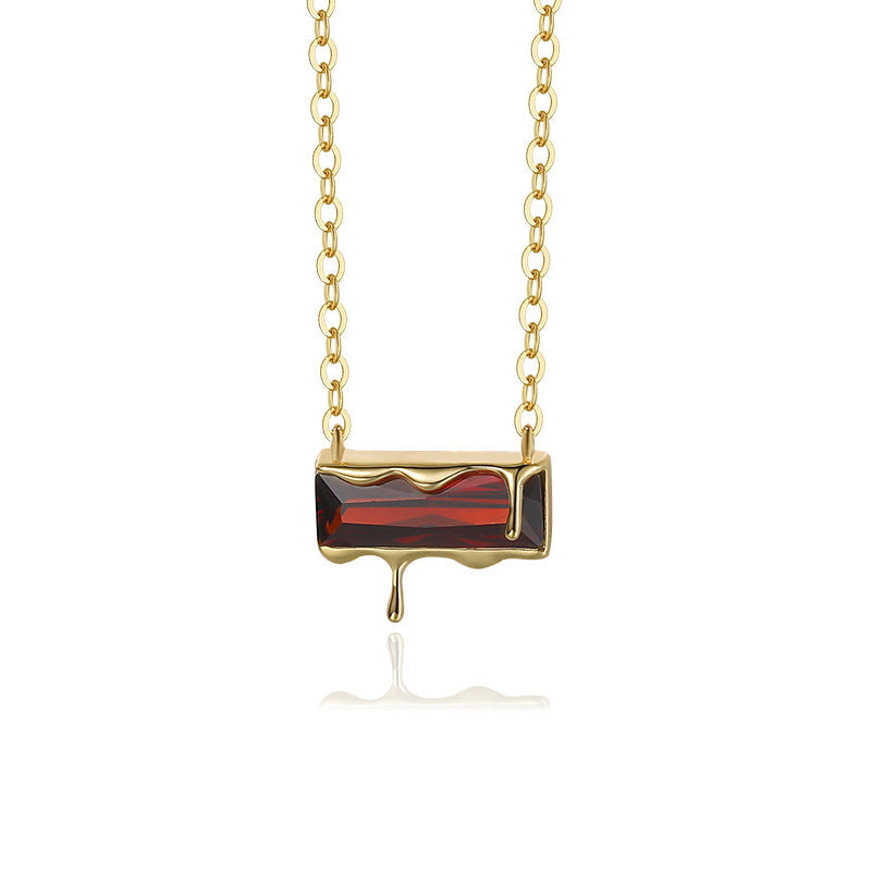Women's 925 Sterling Silver Lava Square Necklace