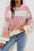 Pink Colorblock Textured Knit Bubble Sleeve Sweater