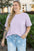 Orchid Petal Waffle Knit Short Sleeve Patched Pocket Plus Size Top