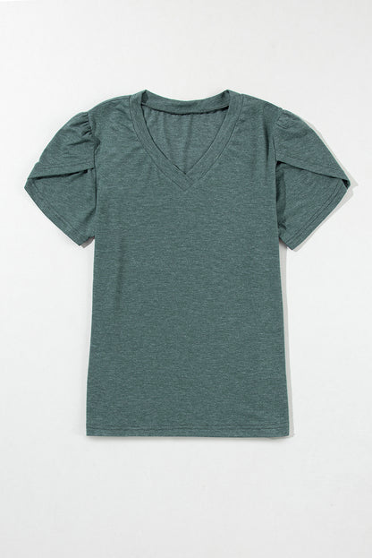 Petal Sleeve V Neck T Shirt