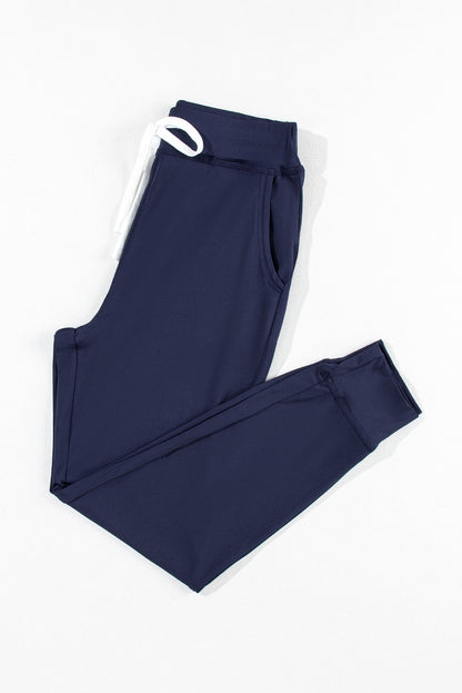 Moss Green Drawstring Waist Pocketed Joggers