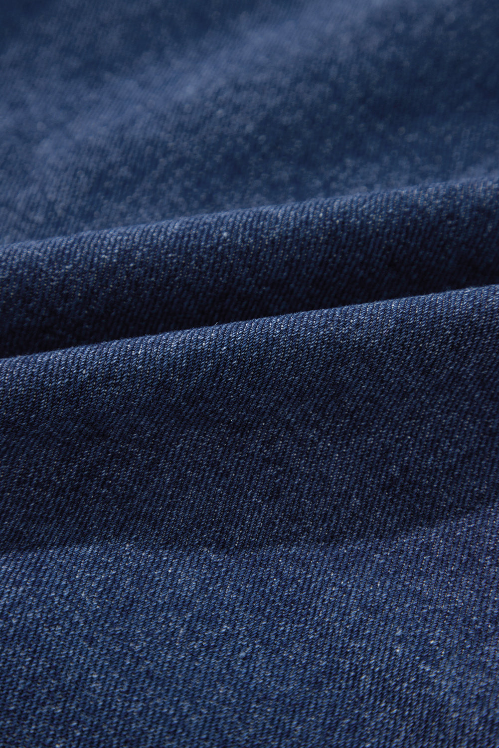 Beau Blue Ruffle Raw Hem Flap Pockets Denim Jacket