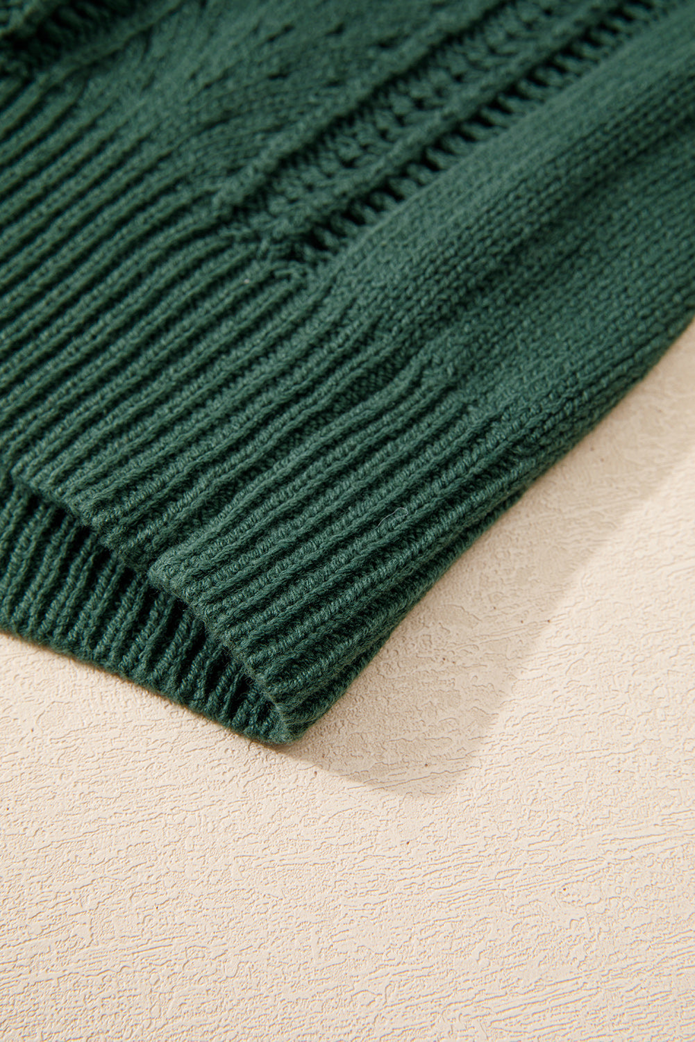 Beige Open Knit Drop Shoulder Sweater Cardigan