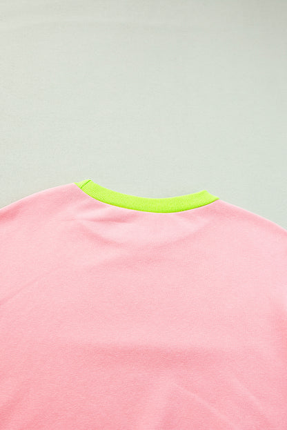 Blue Colorblock Bubble Sleeve Sweatshirt