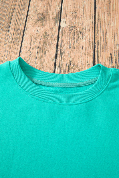 Russet Orange Solid Fleece Lined Drop Shoulder Terry Sweatshirt