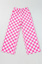 Black 2-Tone Checked Print High Waist Wide Leg Pants