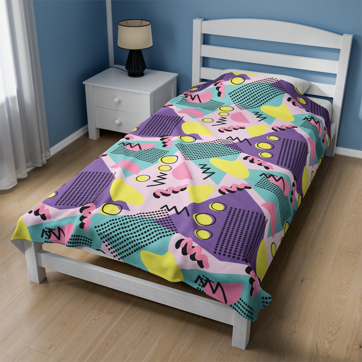 Vintage 80s Pattern Velveteen Plush Blanket