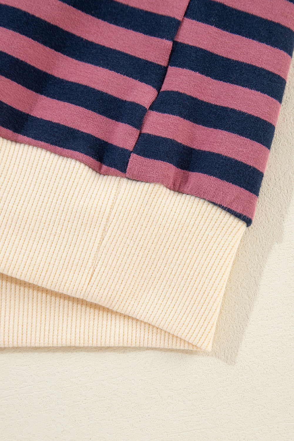 Green Stripe Oversized Contrast Trim Pullover Sweatshirt