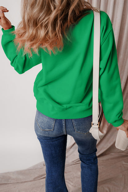 Russet Orange Solid Fleece Lined Drop Shoulder Terry Sweatshirt