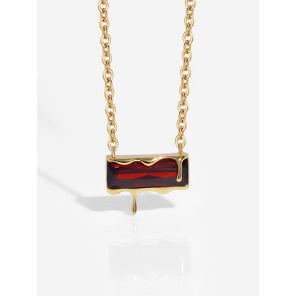 Women's 925 Sterling Silver Lava Square Necklace