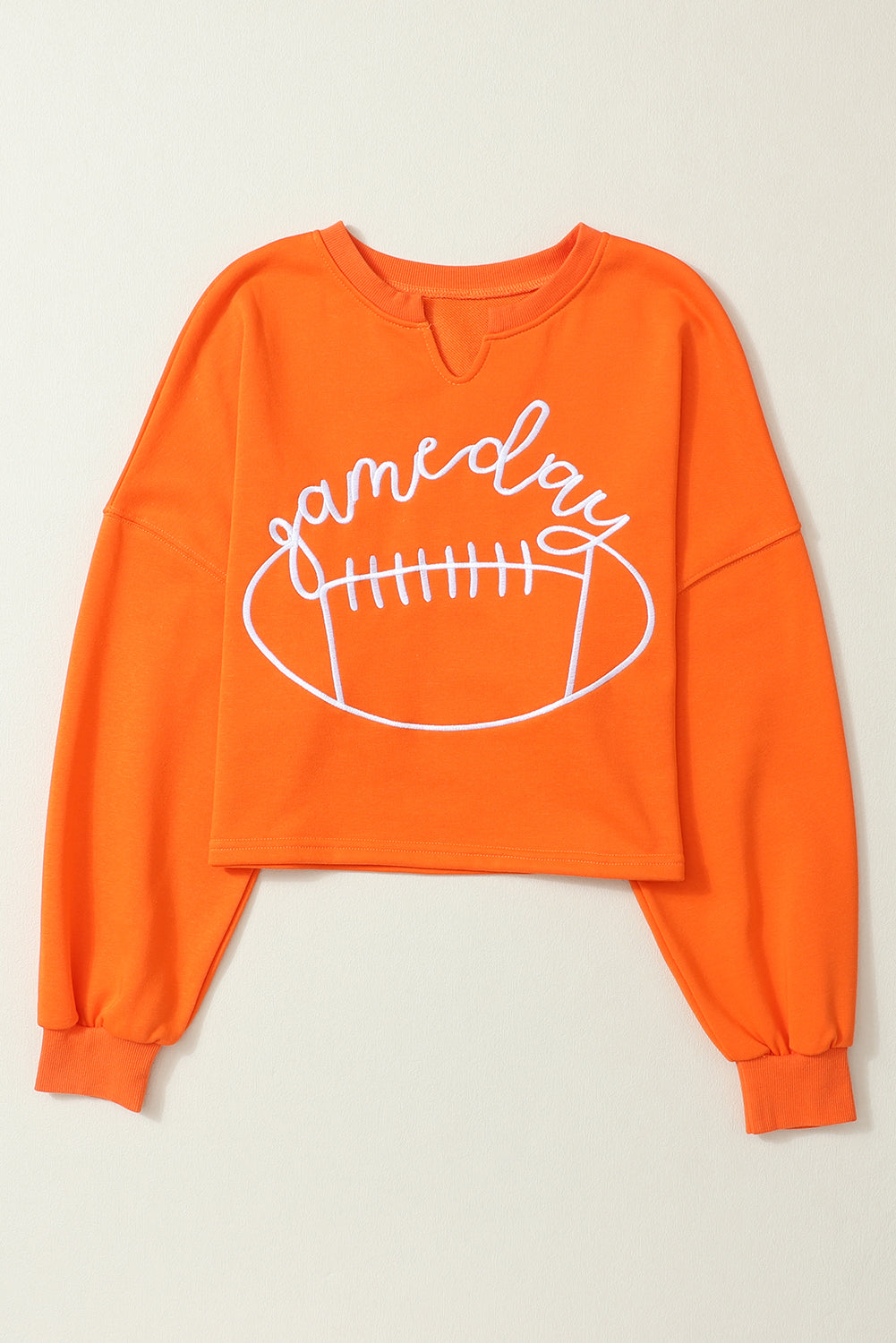 Orange Game Day Lettering Football Notched Neck Sweatshirt
