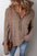 Black Acid Wash Waffle Knit Buttoned Neckline Long Sleeve Top