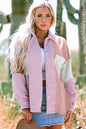 Khaki Houndstooth Color Contrast Textured Patchwork Loose Shacket