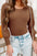 Apricot Ribbed Balloon Sleeve Bodysuit