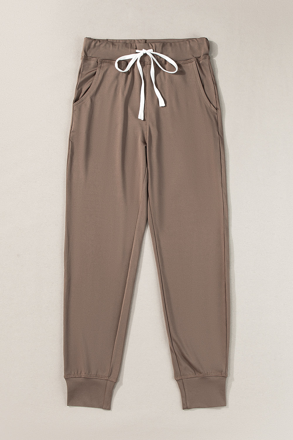 Moss Green Drawstring Waist Pocketed Joggers