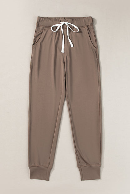 Moss Green Drawstring Waist Pocketed Joggers