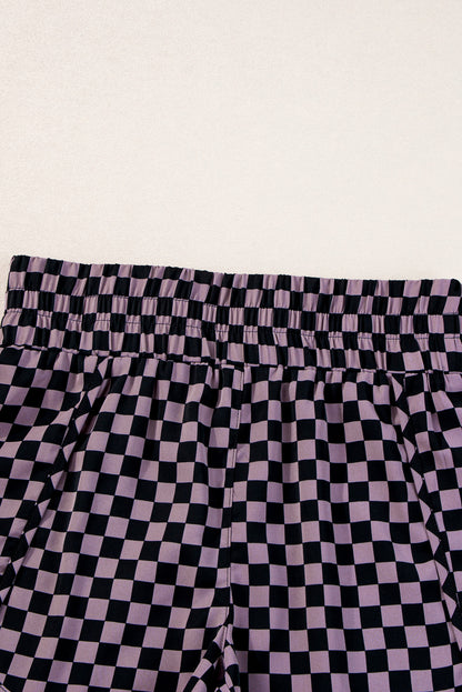 Pink Plaid High Waisted Athletic Shorts