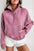 Brown Fleece Lined Zip Up Stand Collar Thumbhole Sleeve Sweatshirt