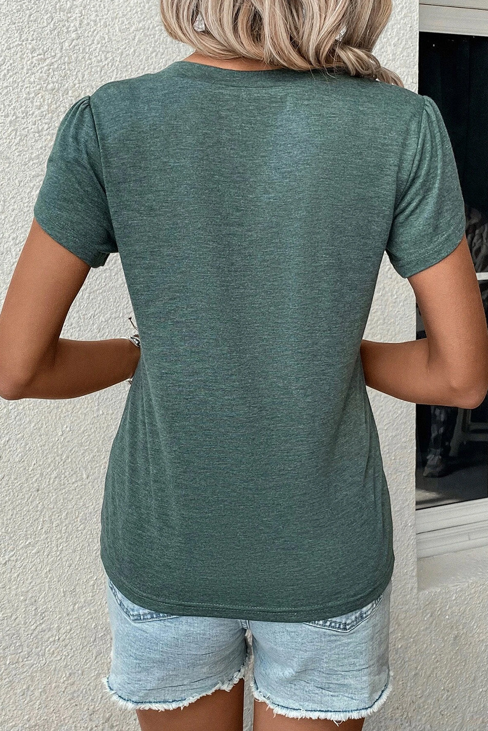 Petal Sleeve V Neck T Shirt