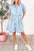 Medium Grey Mineral Wash Ruffled Short Sleeve Buttoned Denim Dress