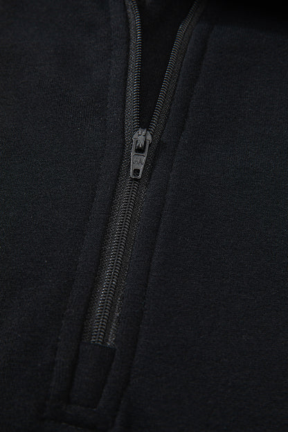 Valerian Quarter Zip Stand Neck Kangaroo Pocket Sweatshirt