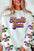 Beige Sequin Mardi Gras Patched Pattern Fleur de Lis Sleeve Sweatshirt