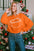 Orange Game Day Lettering Football Notched Neck Sweatshirt