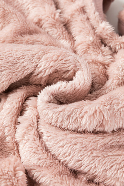 Lavendula Textured Leopard Fleece Loose Two Piece Lounge Set