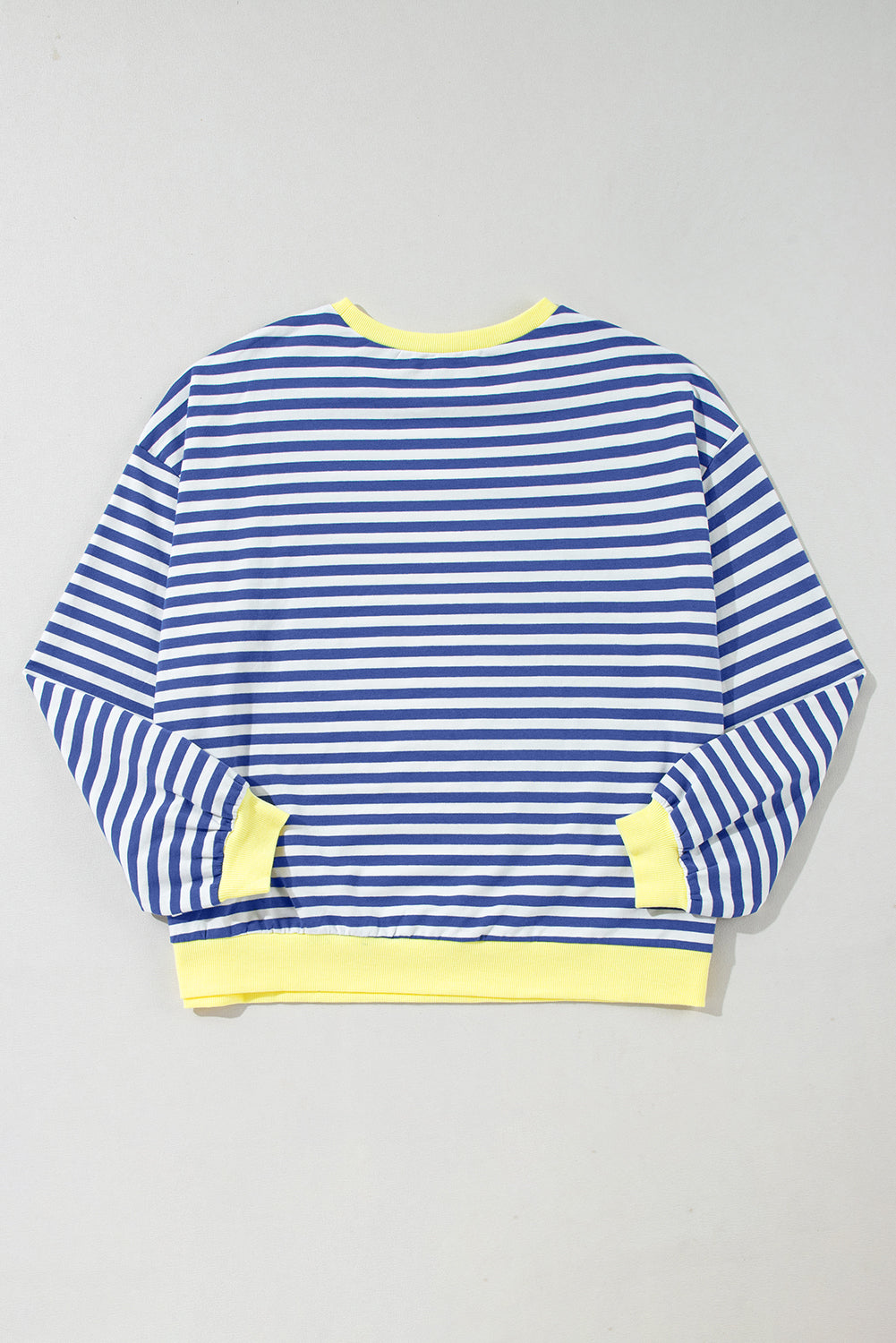 Green Stripe Oversized Contrast Trim Pullover Sweatshirt