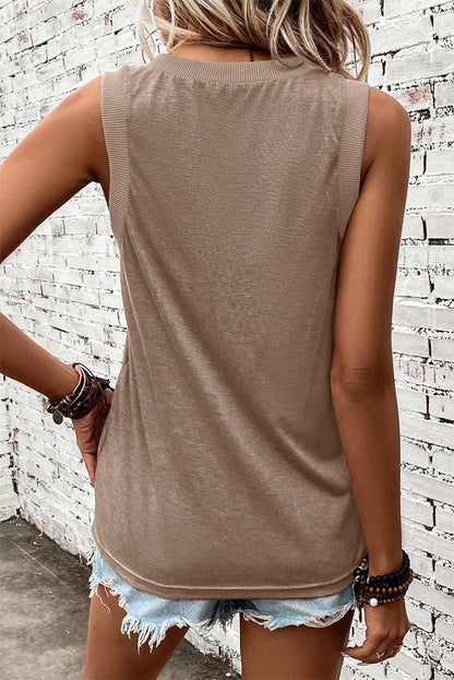 Mist Green Ribbed V Neck Tank