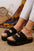 Beige Suede Buckle Decor Footbed Sandal Slippers